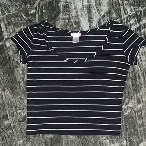 Black and White Striped Women's Top